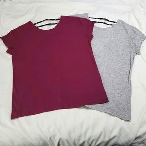 2 VS Tees~VSX Sport Low Scoop Back w/Black Logo Straps on Back, Sz: M.